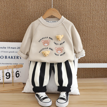 2pcs Baby Boy Long Sleeve Cubby Bear Set