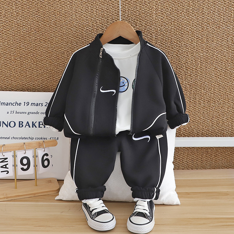 3pcs Baby Boy Long Sleeve Casual Sport Smiley Set