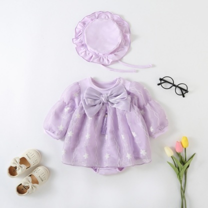 Baby Girl Big Bow Bodysuit with Hat