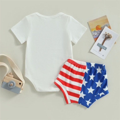 Baby Boys Independence Day Stars and Stripes Bodysuit + pant two-piece suit