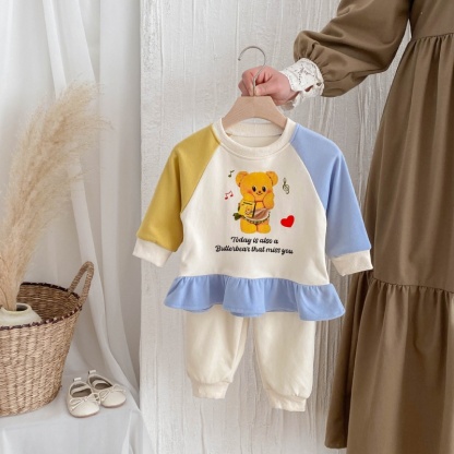 2pcs Baby Girl Fashion Alphabet Cartoon Simple Set