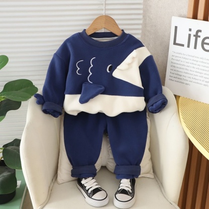 2pcs Baby Boy Colourblock Animal Rocker Set