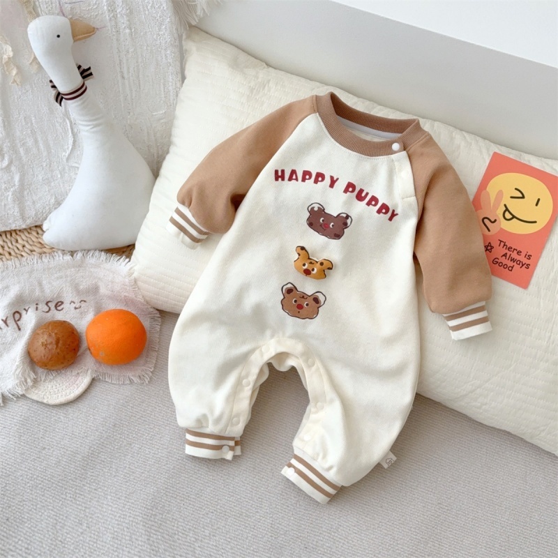 Baby Girl/Boy Cute Cartoon Happy Puppy Long Sleeve Romper