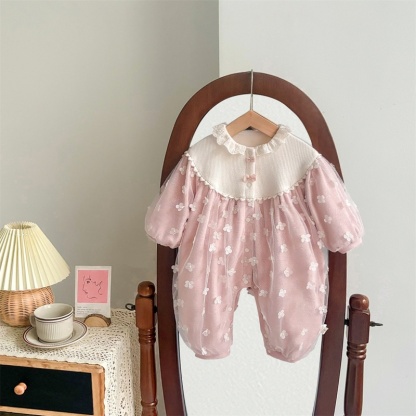 Baby Girl Cute Stereoscopic Flower Long Sleeve Romper