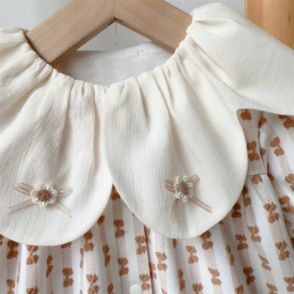 Baby Girl Mori Style Petal Neck Long Sleeve Romper