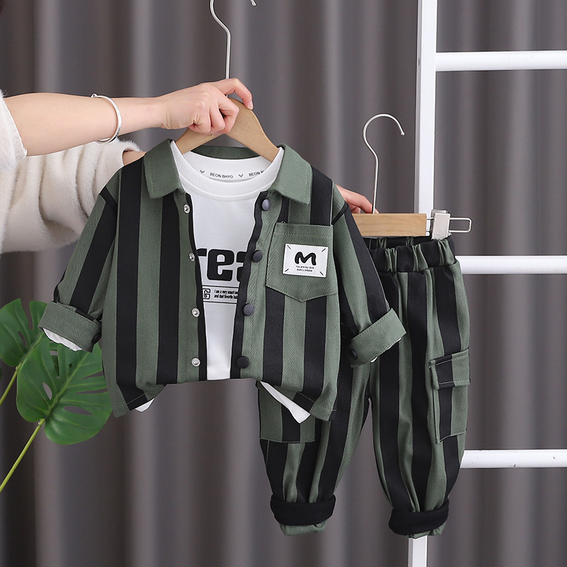 3pcs Baby Boy Striped Casual Long Sleeve Set
