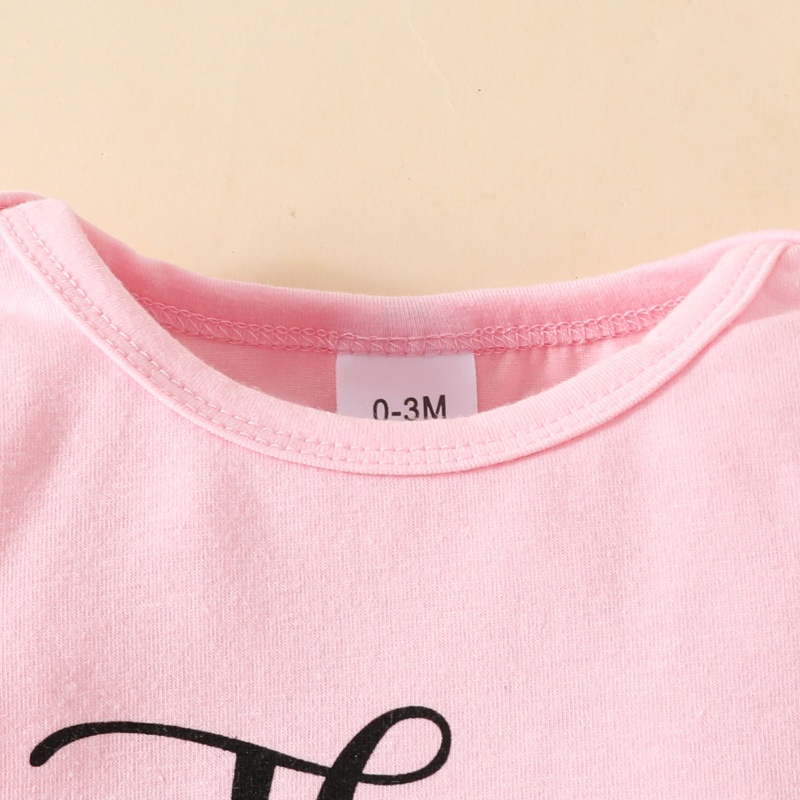 2pcs Baby Girl Love Letter Print Long Sleeve Set With Hairband