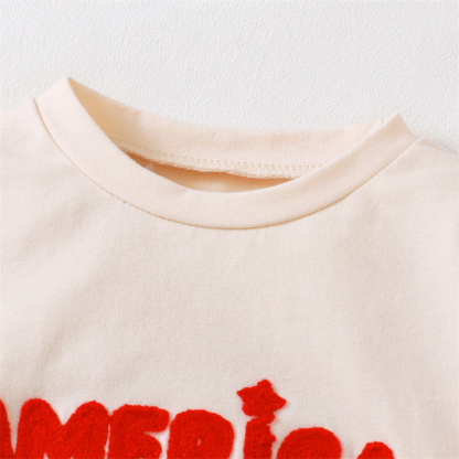 Baby Boys American Towel Embroidered Letters Short Sleeve Bodysuit