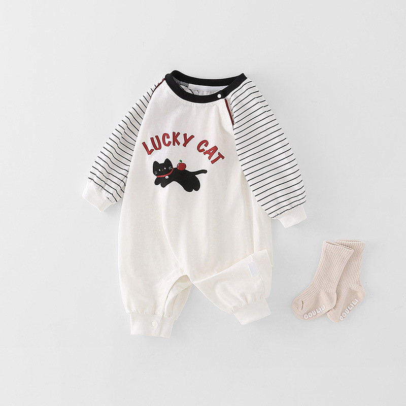 Baby Girl/Boy Cute Lucky Cat Long Sleeve Romper