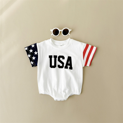 Baby Boy/Girl USA Print Short Sleeve Bodysuit