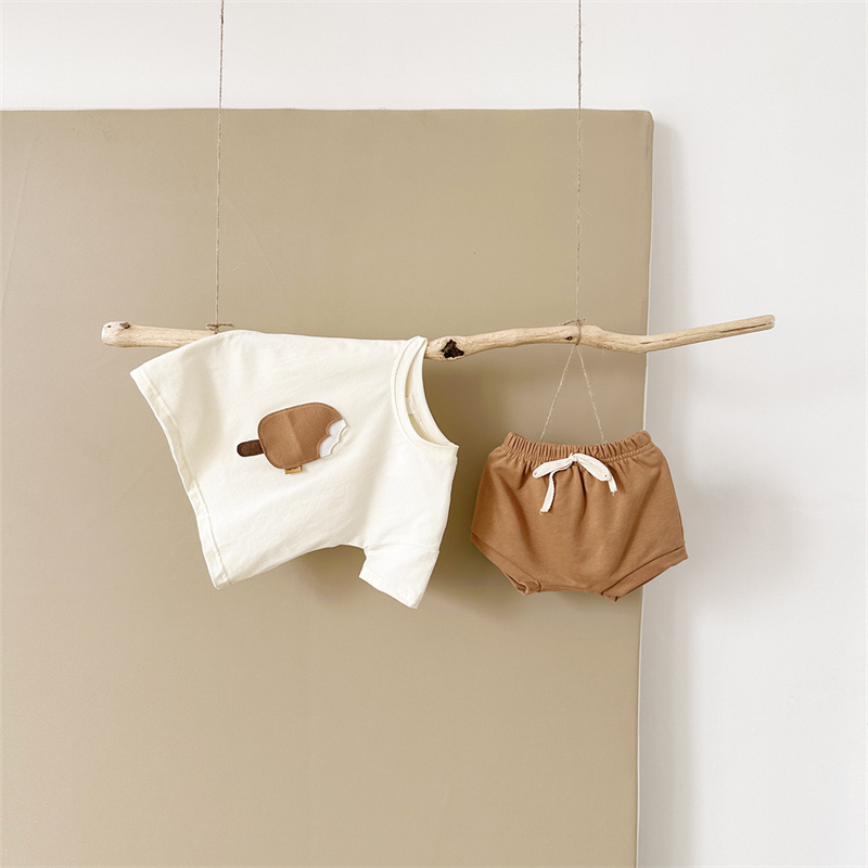 2pcs BabyBoy Ice Cream Cute T-shirt with Pant Set