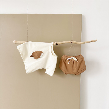 2pcs BabyBoy Ice Cream Cute T-shirt with Pant Set