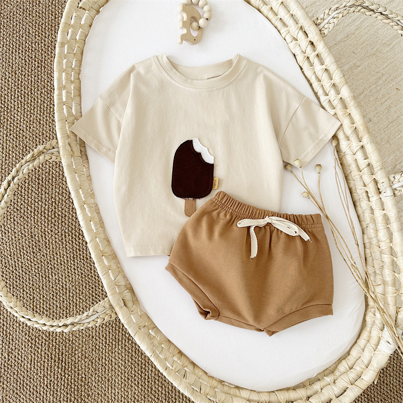 2pcs BabyBoy Ice Cream Cute T-shirt with Pant Set