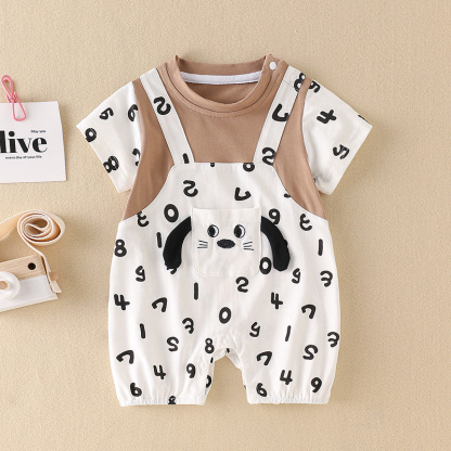 Baby Boy/Girl Cute Puppy Cartoon Letter Romper