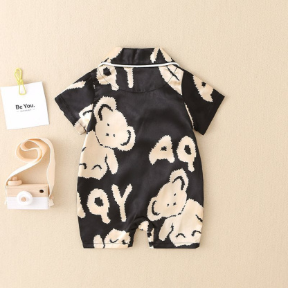 Baby Boy/Girl Cute Bear Cartoon Letter Romper