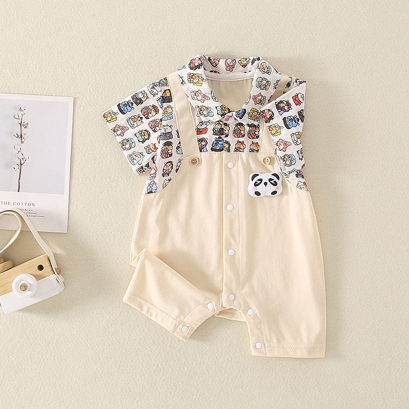 Baby Boy/Girl Cute Cartoon Panda Short Sleeve Romper