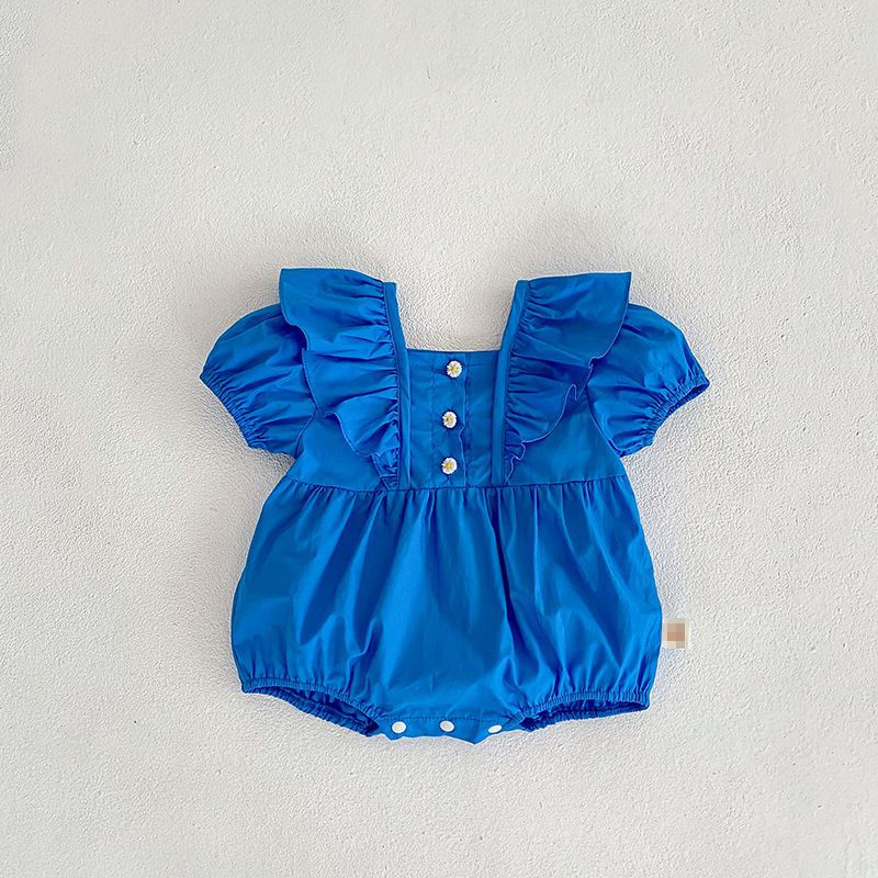 Baby Girl Lace Sleeve Flower Button Bodysuit