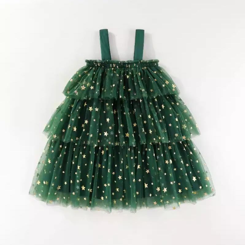 Baby Girl Christmas Tree Halter Mesh Dress