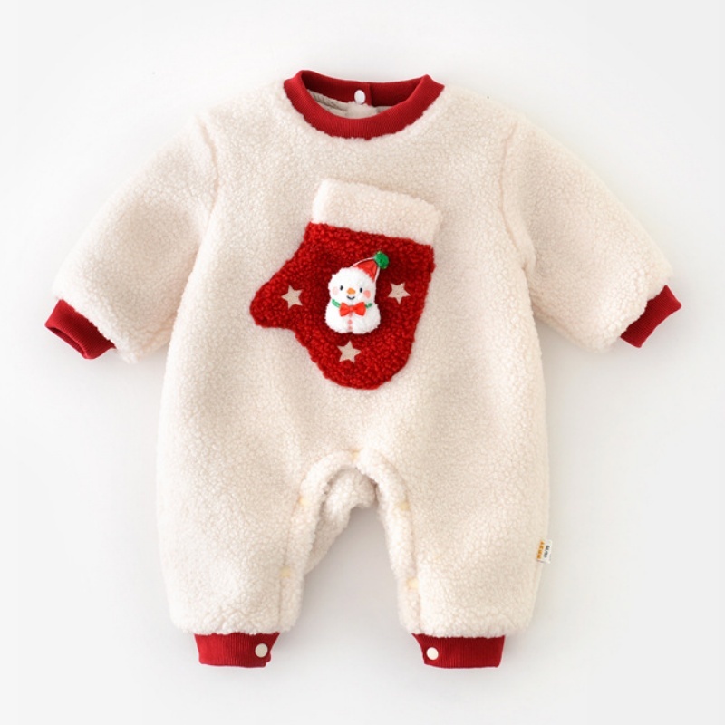 Baby Girl/Boy Thickened Christmas Cartoon Romper