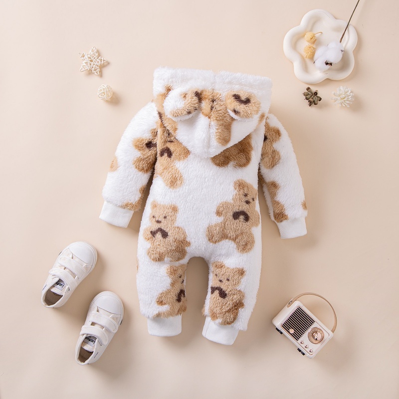 Baby Boy Cute Bear Hooded Romper