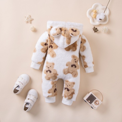 Baby Boy Cute Bear Hooded Romper