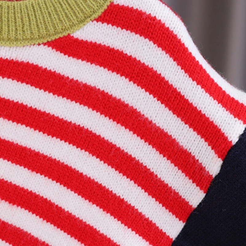 Baby Crew Neck Pullover Striped Knit Sweater