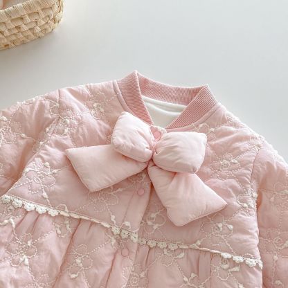 Baby Pink Bow Tie Padded Romper