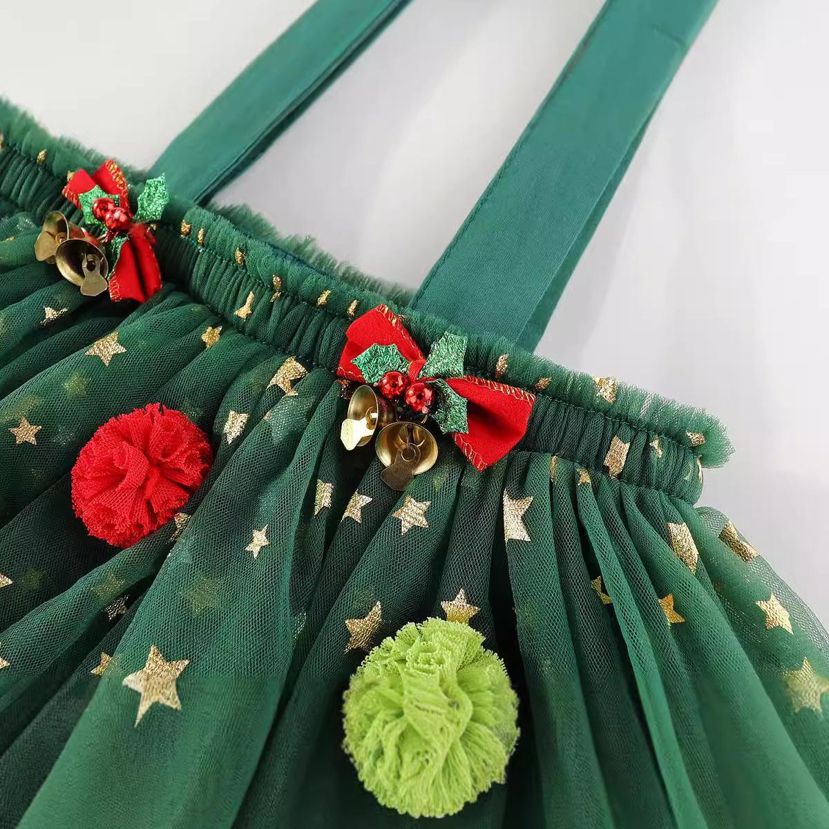 Baby Girl Christmas Tree Halter Mesh Dress