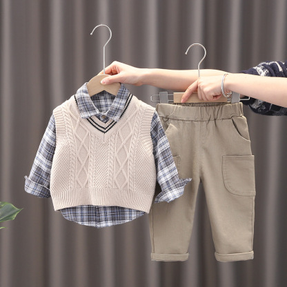Baby Sweater Vest Three Piece Set