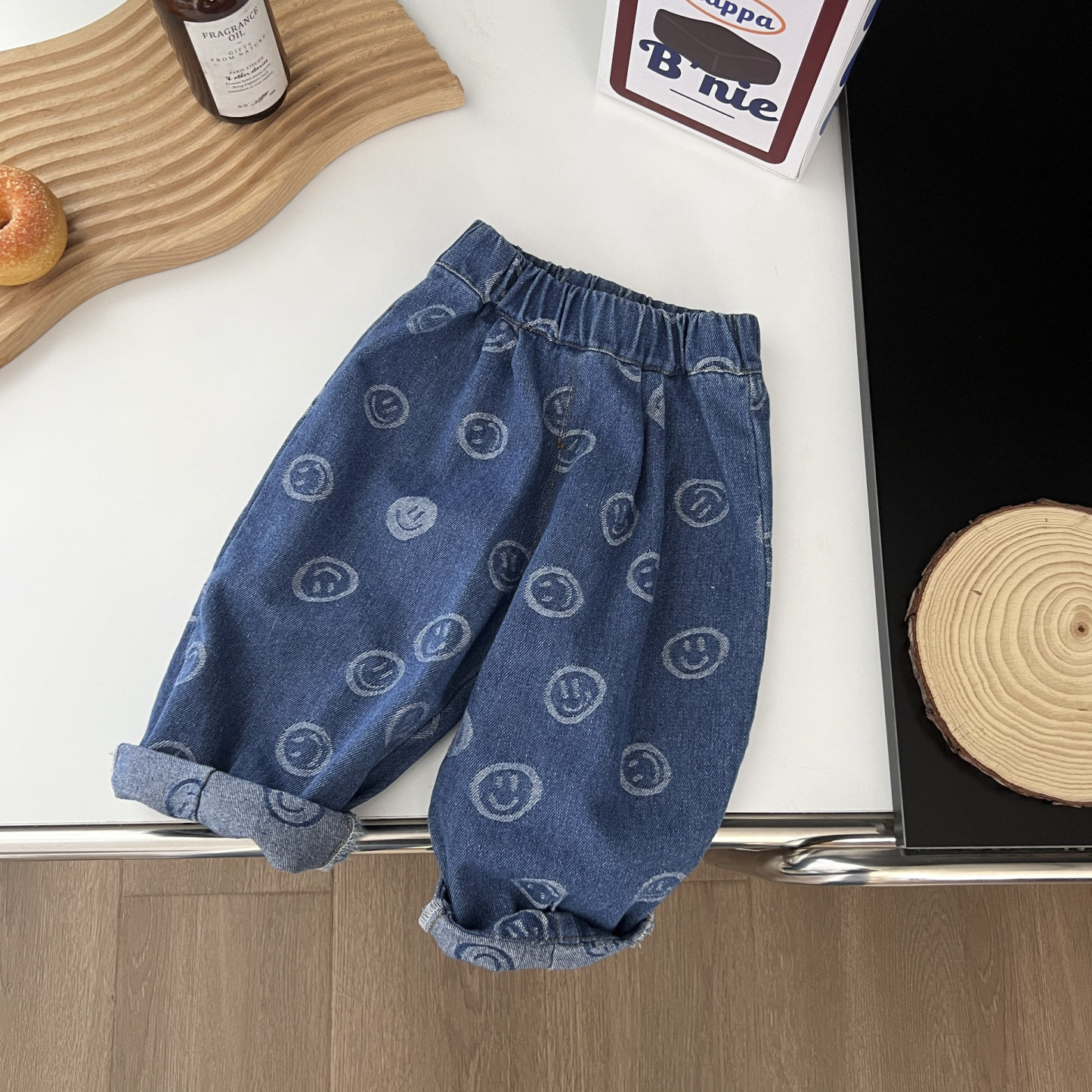 Baby Blue Smiley Peplum Trousers