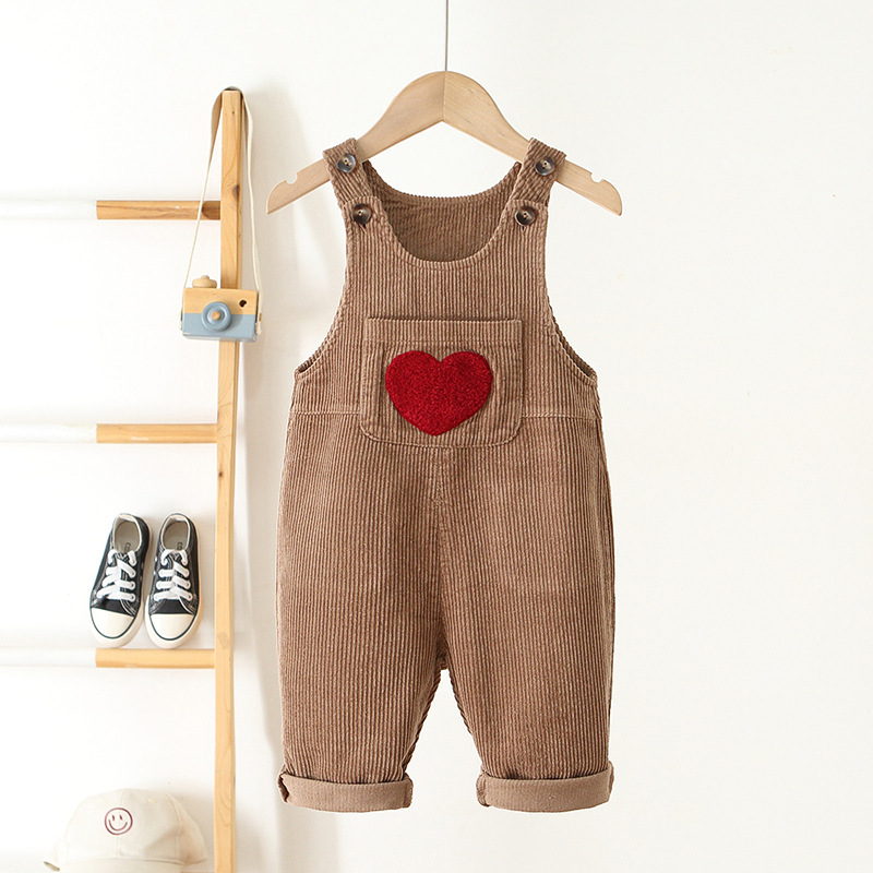 Baby Corduroy Heart Embroidered Overall