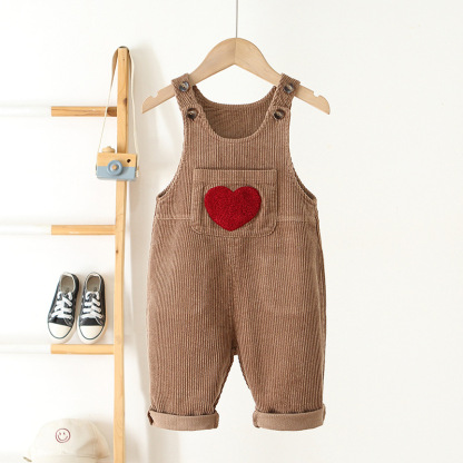 Baby Corduroy Heart Embroidered Overall