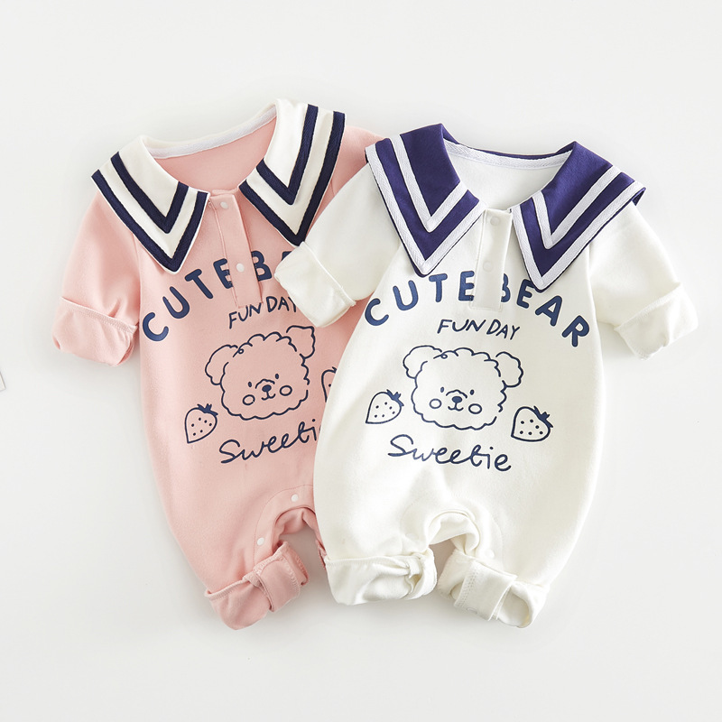 Baby Bear Navy Style Cartoon Romper