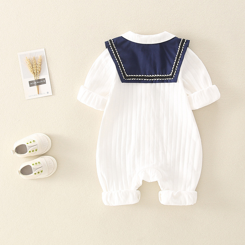 Baby White College Style Romper
