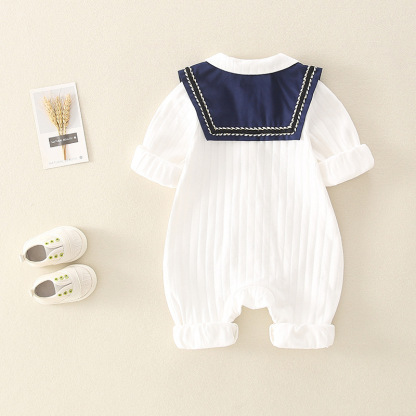 Baby White College Style Romper
