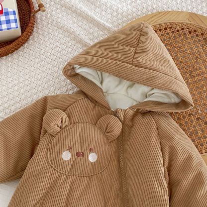 Baby Bear Corduroy Sandwich Cotton With Hat Romper