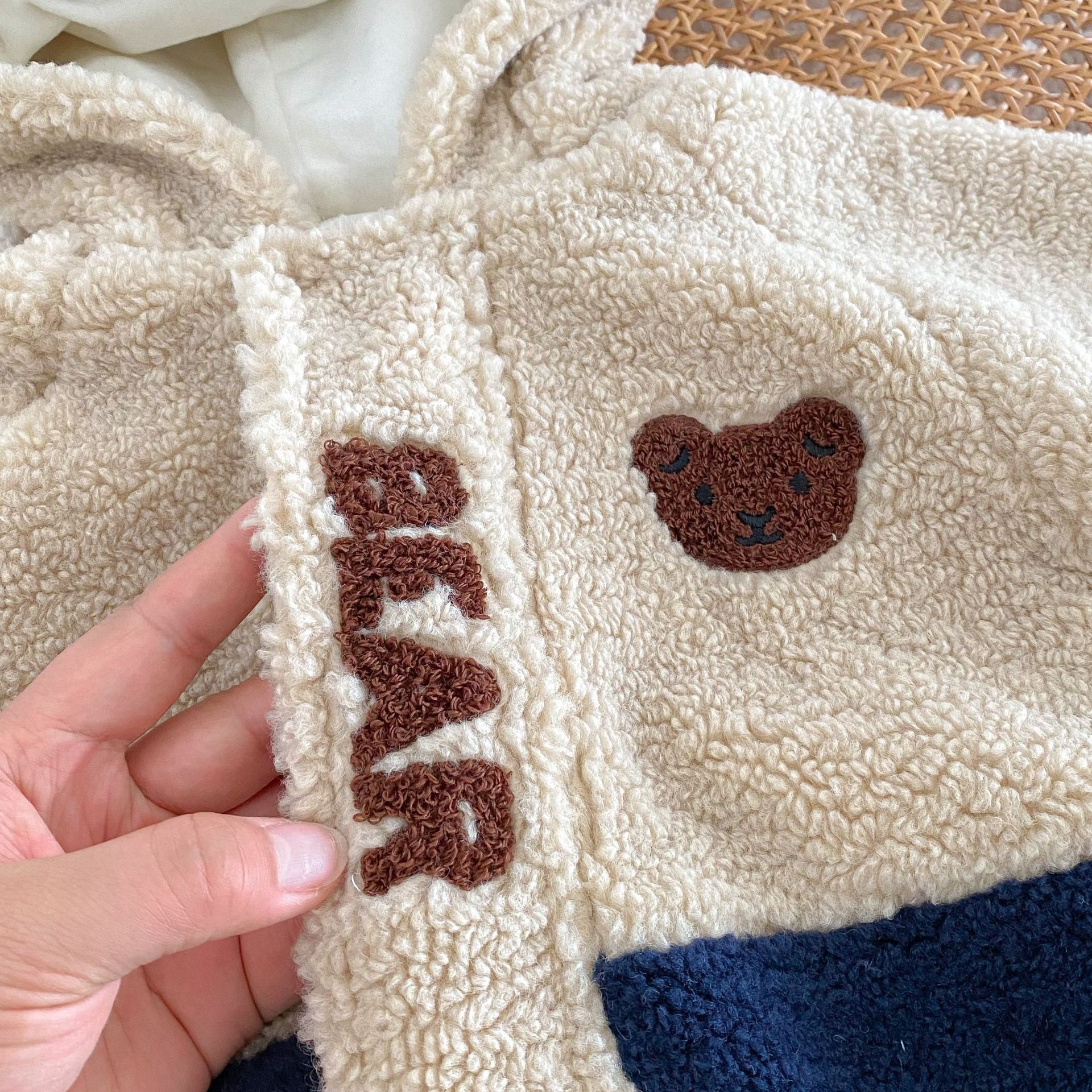 Baby Cartoon Cute Bear Padded Cotton Hooded Romper