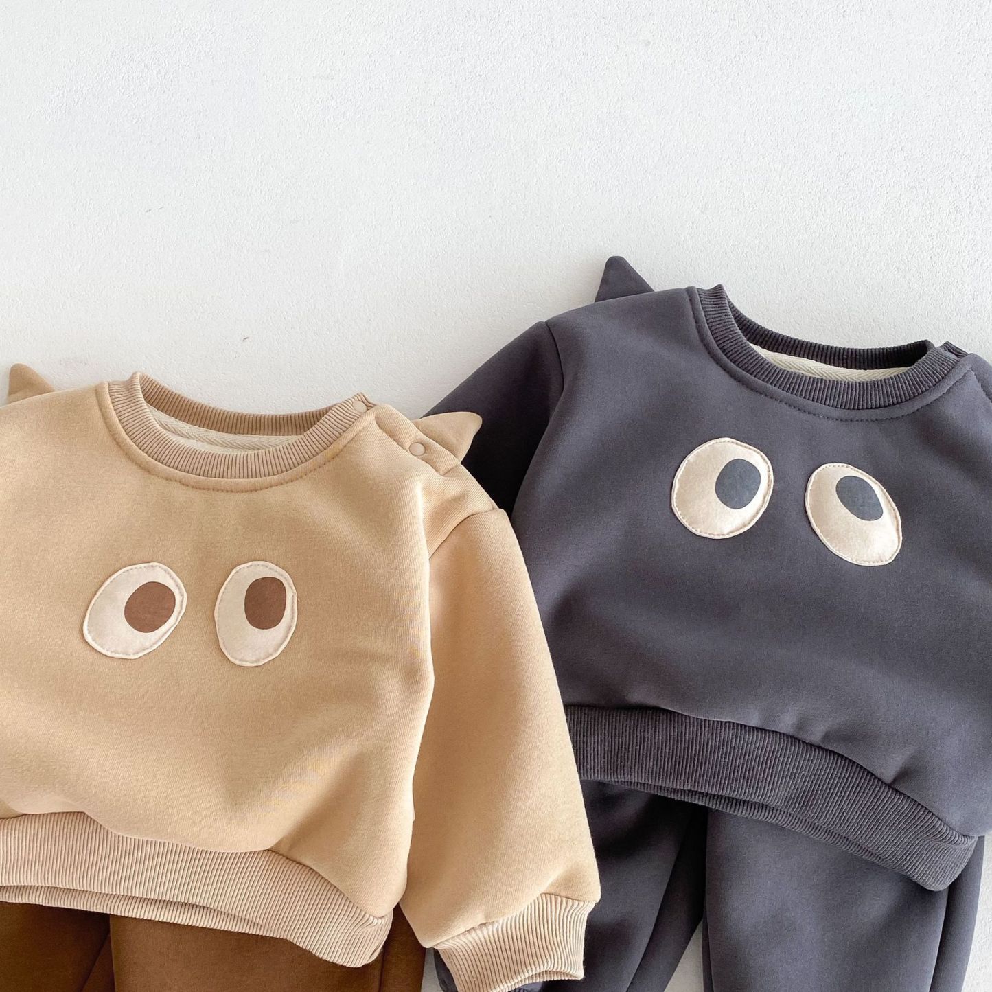 2pcs Baby Padded Sweatshirt And Sweatpants Casual Set