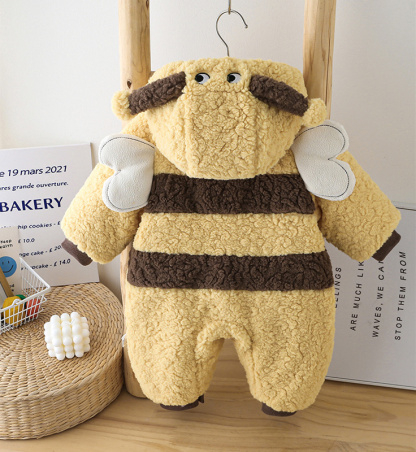 Baby Cartoon Cute Bee Padded Cotton Hooded Romper