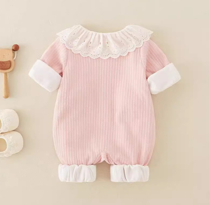 Baby Bear Pink Princess Bow Tie Romper