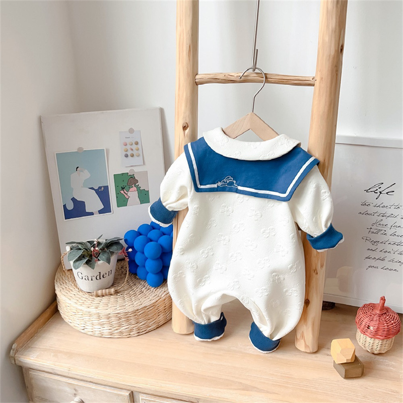 Baby Cute Navy Style Lapel Buttons Romper