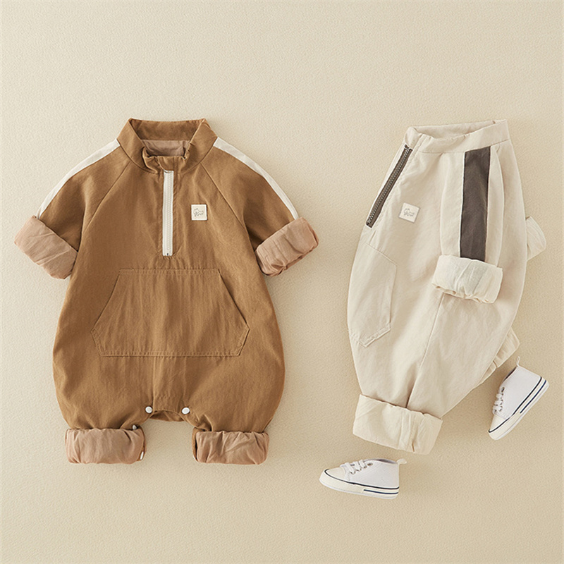 Baby Cute Casual large pockets Long Sleeve Romper