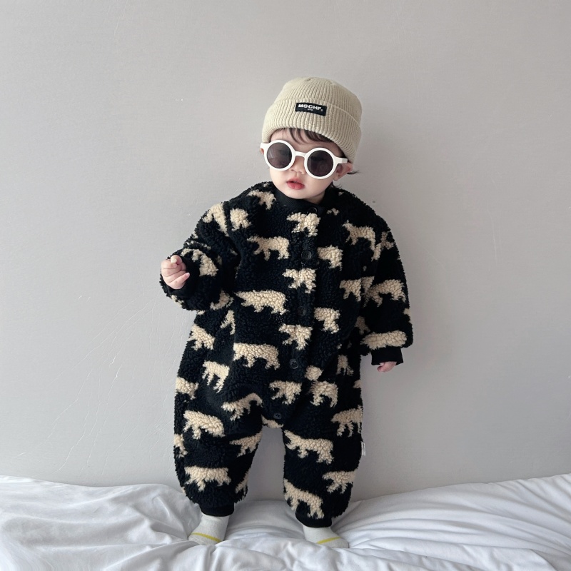 Baby Boy/Girl Cute Animal Lambswool Thickened Romper