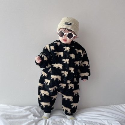 Baby Boy/Girl Cute Animal Lambswool Thickened Romper