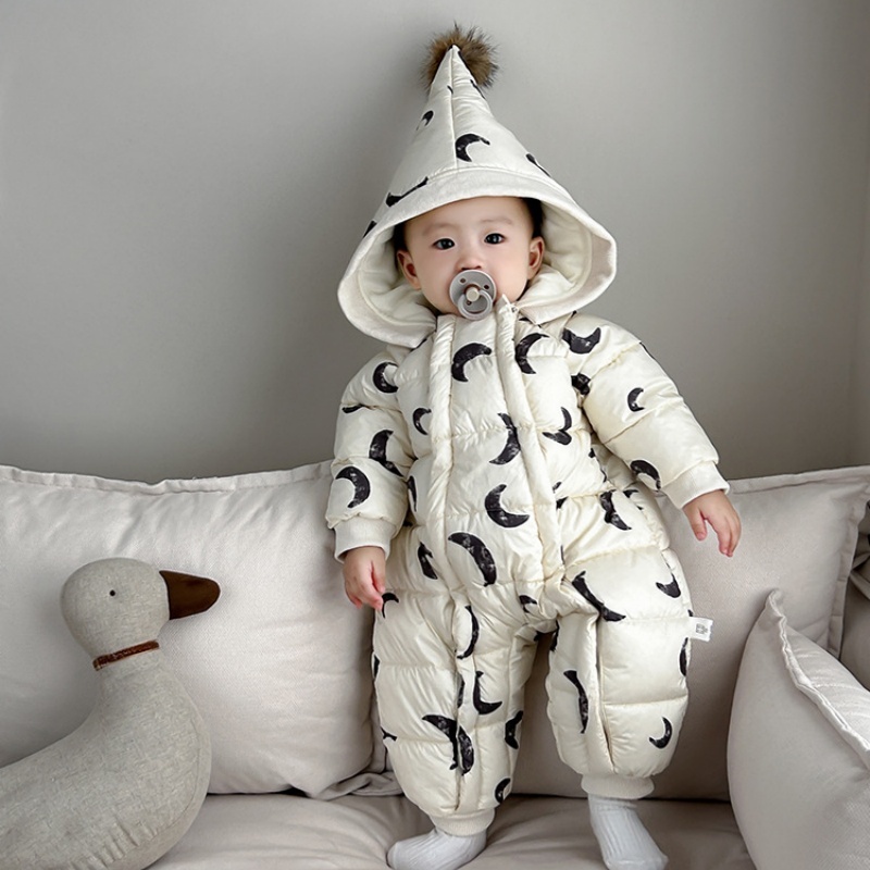 Baby Cute Full-printed Moon Sandwich Thickened Cotton Romper