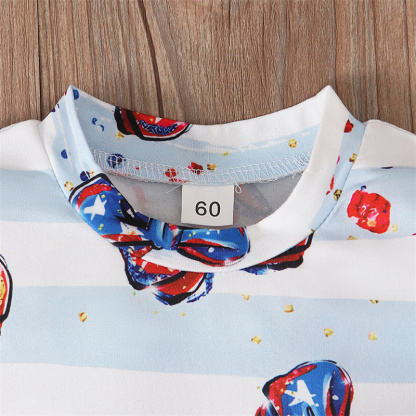 2pcs Baby Boy American Independence Day Bow Tie T-shirt with Pant Set