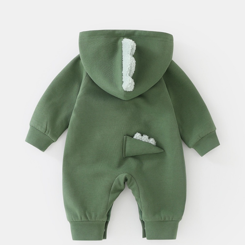Baby Plush Dinosaur Hooded Long Sleeve Romper