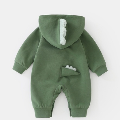 Baby Plush Dinosaur Hooded Long Sleeve Romper