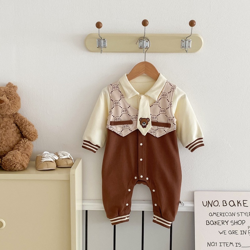 Baby Boy Cute Bear Tie Romper