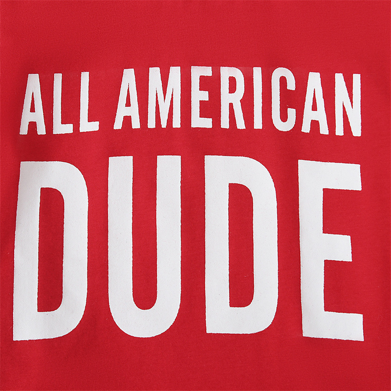 2pcs Baby Boy American Independence Day Red T-shirt with Pant Set